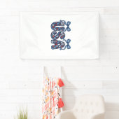 Bloemstuk USA Strik patriottisch vector ontwerp_1 Spandoek (Insitu)