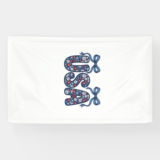 Bloemstuk USA Strik patriottisch vector ontwerp_1 Spandoek (Horizontaal)