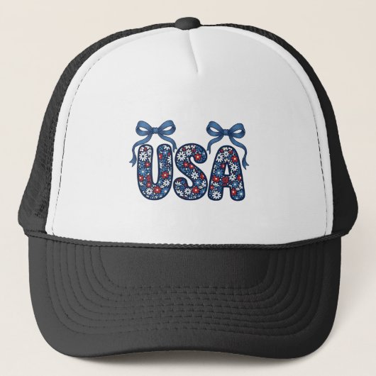 Bloemstuk USA Strik patriottisch vector ontwerp_1 Trucker Pet (Voorkant)