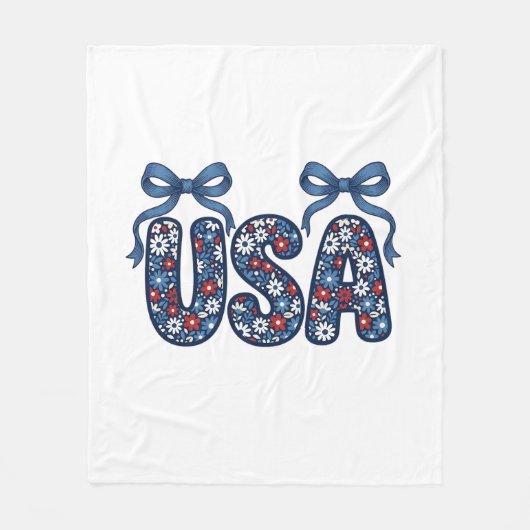 Bloemstuk USA Strik patriottisch vectorontwerp_1 Fleece Deken (Voorkant)