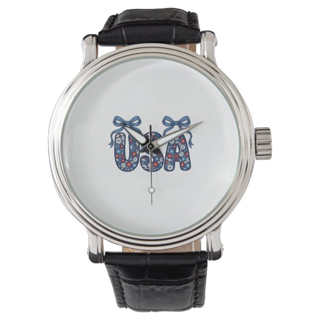 Bloemstuk USA Strik patriottisch vectorontwerp_1 Horloge (Voorkant)