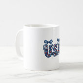 Bloemstuk USA Strik patriottisch vectorontwerp_1 Koffiemok (Voorkant links)