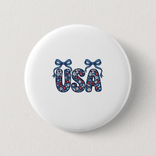 Bloemstuk USA Strik patriottisch vectorontwerp_1 Ronde Button 5,7 Cm
