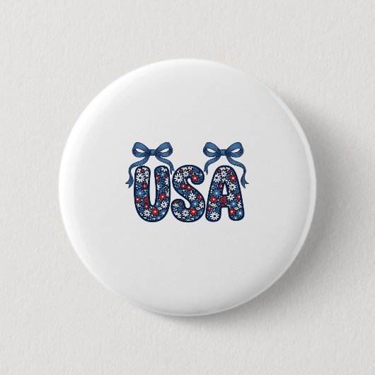 Bloemstuk USA Strik patriottisch vectorontwerp_1 Ronde Button 5,7 Cm (Voorkant)