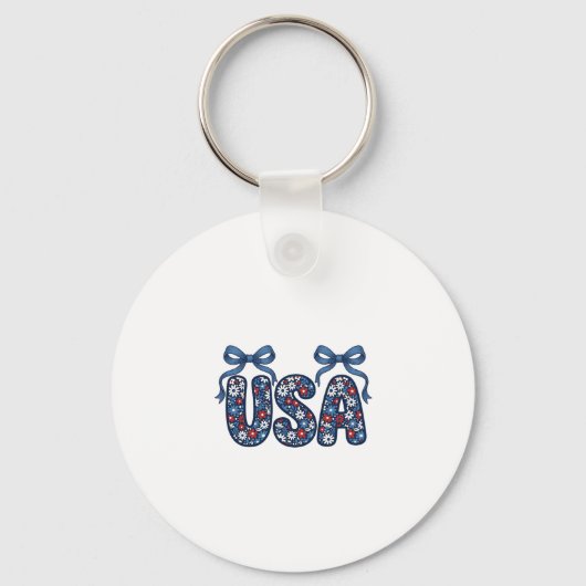 Bloemstuk USA Strik patriottisch vectorontwerp_1 Sleutelhanger (Voorkant)