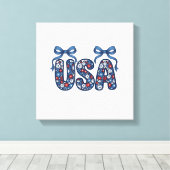 Bloemstuk USA Strik patriottische Vector ontwerp_1 Canvas Afdruk (Insitu (Houten vloer))