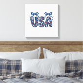 Bloemstuk USA Strik patriottische Vector ontwerp_1 Canvas Afdruk (Insitu (Slaapkamer))