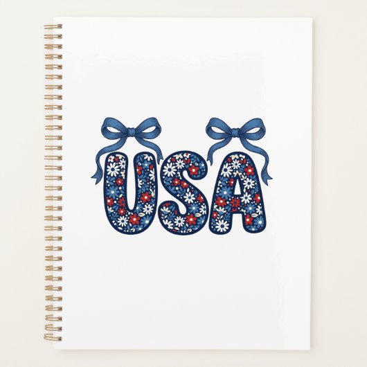 Bloemstuk USA Strik patriottische Vector ontwerp_1 Planner (Voorkant)