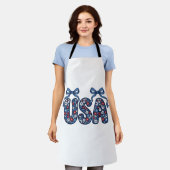 Bloemstuk USA Strik patriottische Vector ontwerp_1 Schort (Gedragen)