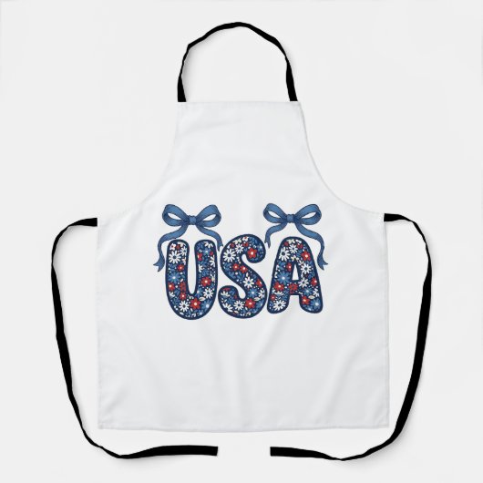 Bloemstuk USA Strik patriottische Vector ontwerp_1 Schort (Voorkant)