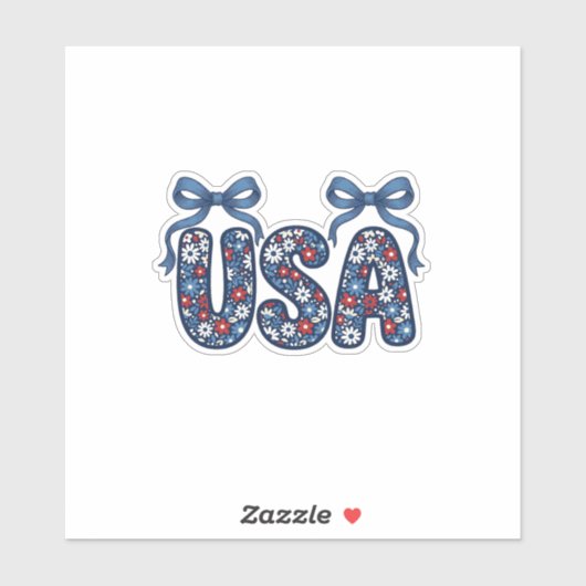 Bloemstuk USA Strik patriottische Vector ontwerp_1 Sticker (Vel)