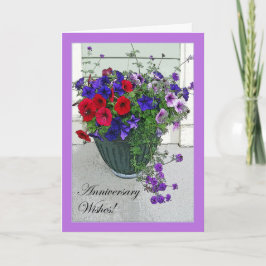 Bloemstuk voor jubileumwensen, Petunia's Kaart