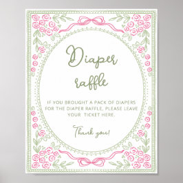 Bloemstuk Wilde Bloemen Meisje Luier Raffle Poster
