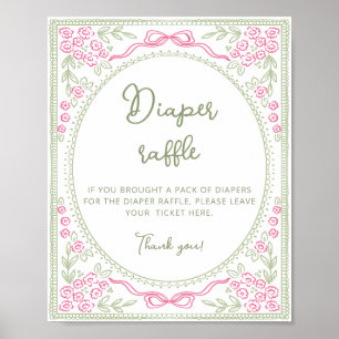 Bloemstuk Wilde Bloemen Meisje Luier Raffle Poster