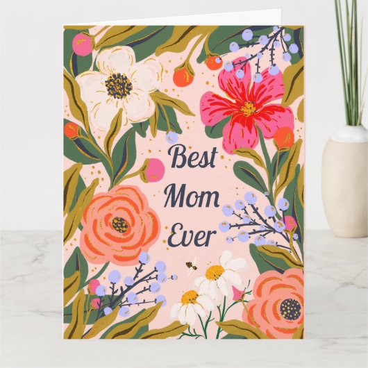 Bloemstukjes moeders groetjes kaart (Voorkant)