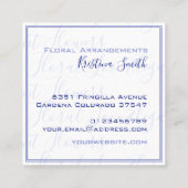 Bloemstukken in marineblauw en witte lelies Bloemi Vierkante Visitekaartje (Achterkant)