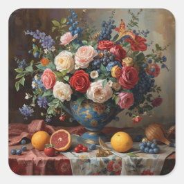 Bloemstukken in overvloed vierkante sticker