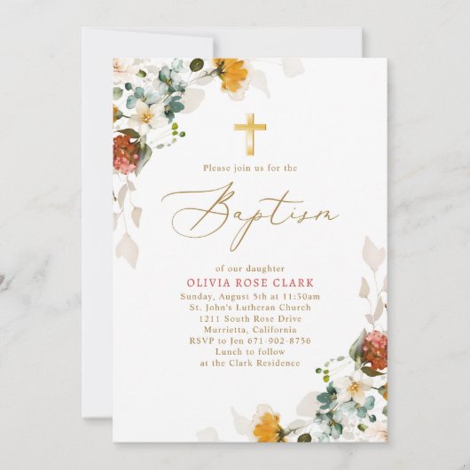 Bloemstukken wilde bloemen Doop  Kaart (Voorkant)