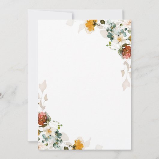 Bloemstukken wilde bloemen Doop Kaart (Achterkant)