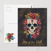 Bloemsuiker schedel Día de los Muertos Engels Briefkaart (Voorkant / Achterkant)