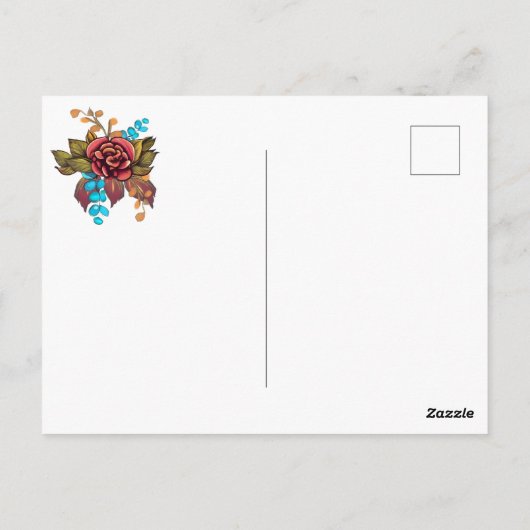 Bloemsuiker schedel Día de los Muertos Engels Briefkaart (Achterkant)