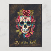 Bloemsuiker schedel Día de los Muertos Engels Briefkaart (Voorkant)
