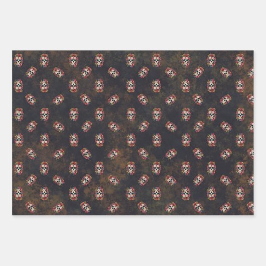 Bloemsuiker schedel Día de los Muertos Inpakpapier Vel (Voorkant 3)