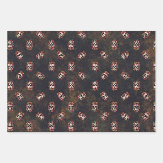 Bloemsuiker schedel Día de los Muertos Inpakpapier Vel (Voorkant 2)