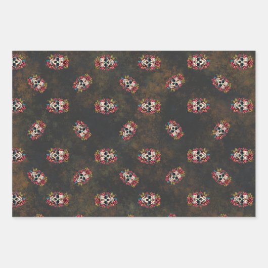 Bloemsuiker schedel Día de los Muertos Inpakpapier Vel (Voorkant)