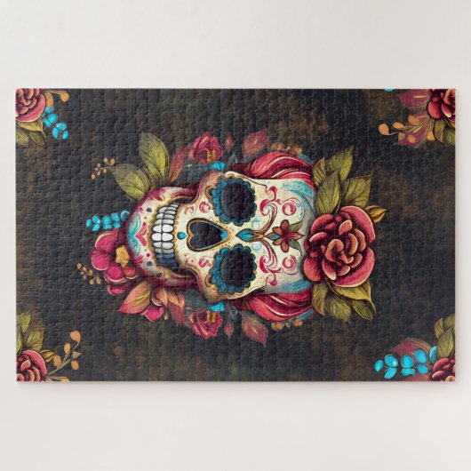 Bloemsuiker schedel Día de los Muertos Legpuzzel (Horizontaal)