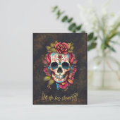 Bloemsuiker schedel Día de los Muertos Spaans Briefkaart (Staand voorkant)
