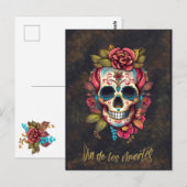 Bloemsuiker schedel Día de los Muertos Spaans Briefkaart (Voorkant / Achterkant)