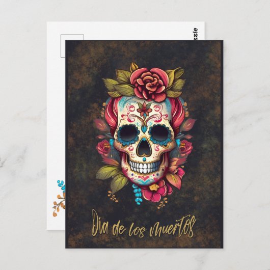 Bloemsuiker schedel Día de los Muertos Spaans Briefkaart (Voorkant / Achterkant)