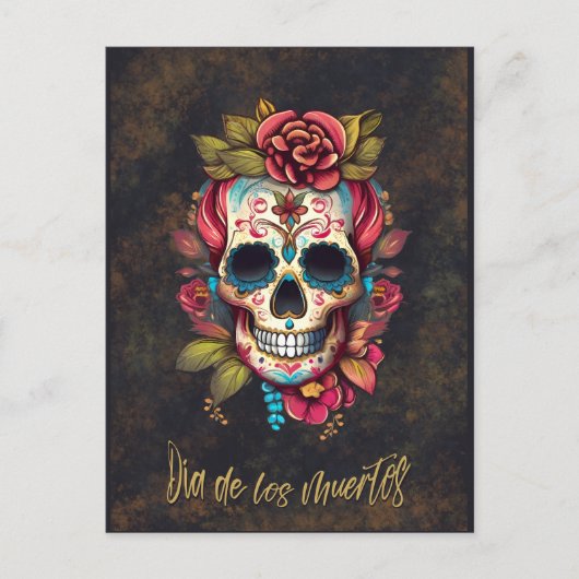 Bloemsuiker schedel Día de los Muertos Spaans Briefkaart (Voorkant)
