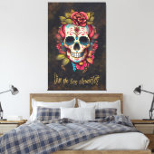 Bloemsuiker schedel Día de los Muertos Spaans Canvas Afdruk (Insitu (Slaapkamer))
