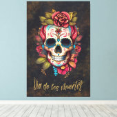 Bloemsuiker schedel Día de los Muertos Spaans Canvas Afdruk (Insitu (Houten vloer))