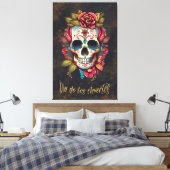 Bloemsuiker schedel Día de los Muertos Spaans Canvas Afdruk (Insitu (Slaapkamer))