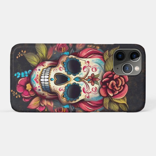 Bloemsuiker schedel Día de los Muertos Spaans Case-Mate iPhone Case (Achterkant (horizontaal))