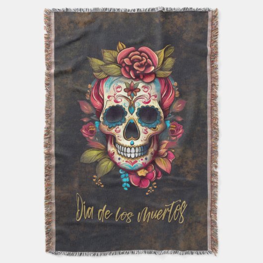 Bloemsuiker schedel Día de los Muertos Spaans Deken (Voorkant Verticaal)