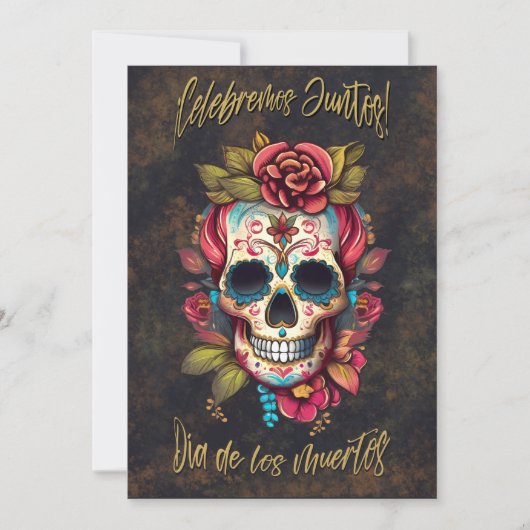 Bloemsuiker schedel Día de los Muertos Spaans Kaart (Voorkant)