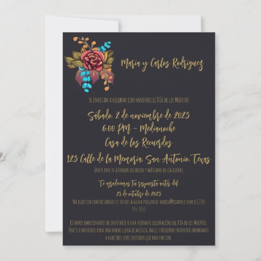 Bloemsuiker schedel Día de los Muertos Spaans Kaart (Achterkant)