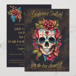 Bloemsuiker schedel Día de los Muertos Spaans Kaart