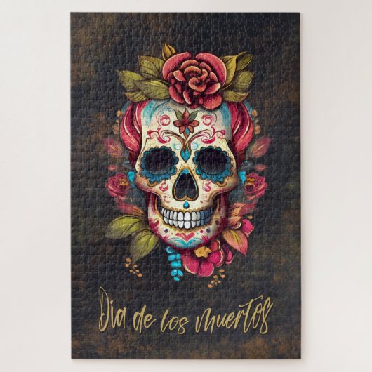 Bloemsuiker schedel Día de los Muertos Spaans Legpuzzel (Verticaal)