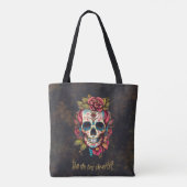 Bloemsuiker schedel Dia de los Muertos Spaans Tote Bag (Achterkant)