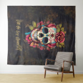 Bloemsuiker schedel Día de los Muertos Spaans Wandkleed (In Situ (horizontaal))