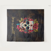 Bloemsuiker schedel Día de los Muertos Spaans Wandkleed (Voorkant (horizontaal))