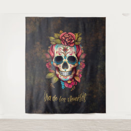 Bloemsuiker schedel Día de los Muertos Spaans Wandkleed