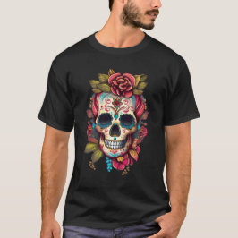 Bloemsuiker schedel Día de los Muertos T-shirt