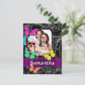 Bloemsuiker schedel en vlinders briefkaart (Staand voorkant)