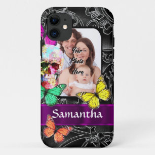 Bloemsuiker schedel en vlinders Case-Mate iPhone case